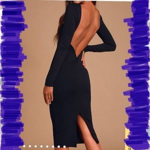 lulus black backless midi dress